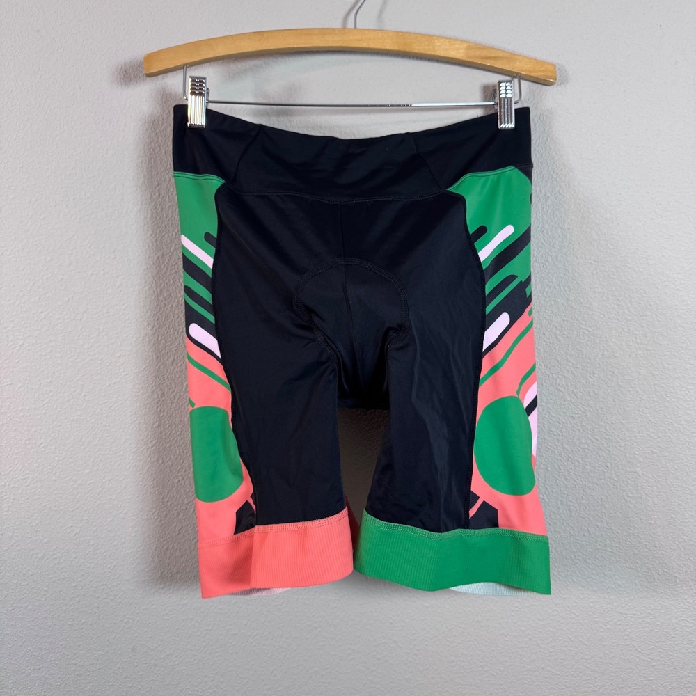 Dealyork Padded Cycling Bike Shorts Black Abstract Print Performance Women's 2XL